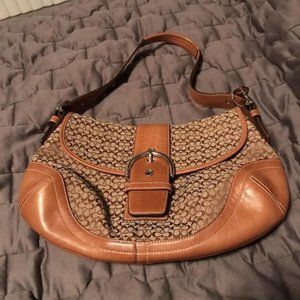 COACH Signature Brown Jacquard Soho Purse